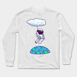 Astronaut Floating With Cloud Balloon Long Sleeve T-Shirt